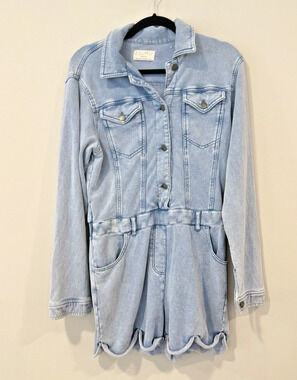 Z Supply Coyote Soft Cloth Denim Look Terry Cloth Romper Size Medium